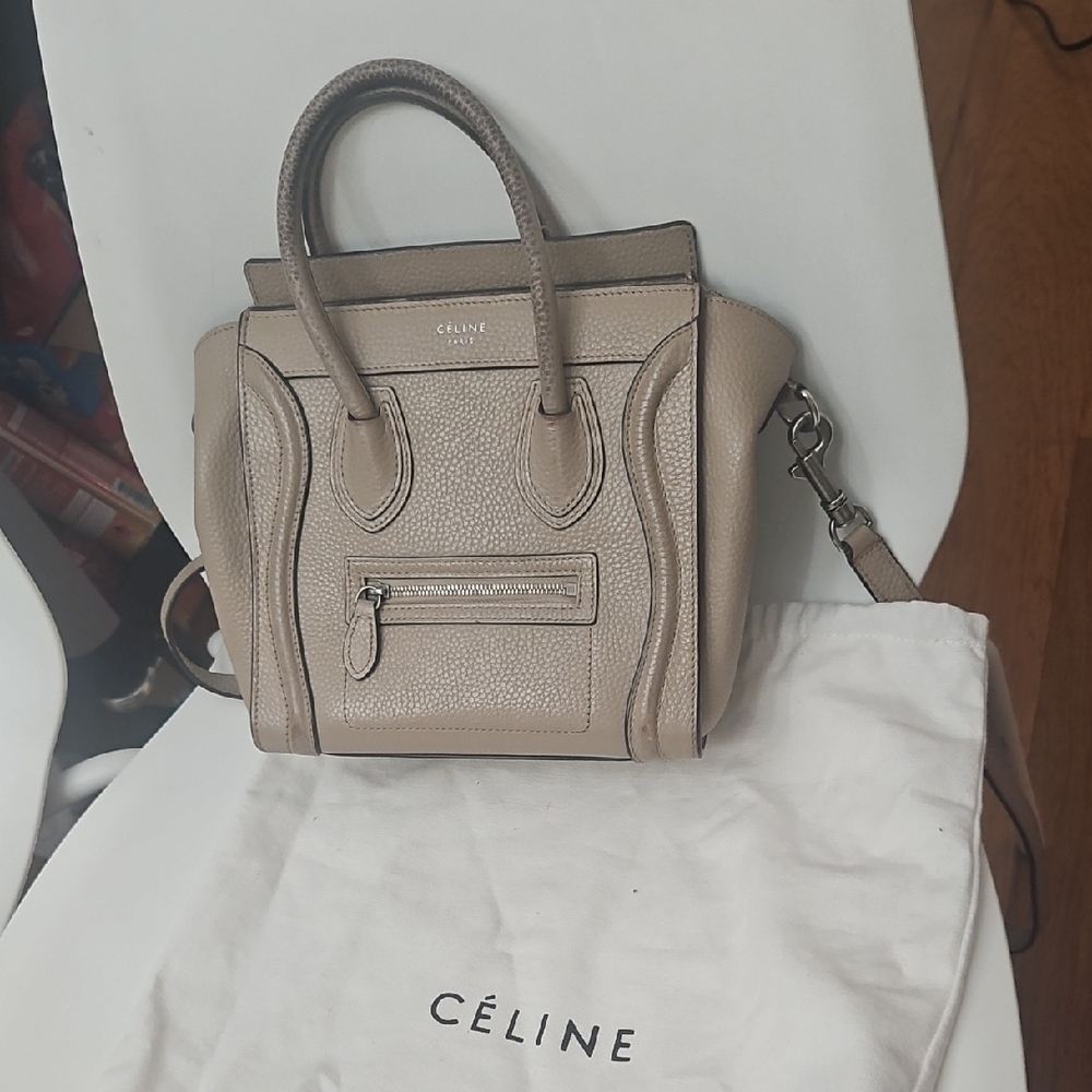 Celine luggage nano tote bag Taupe Authentic